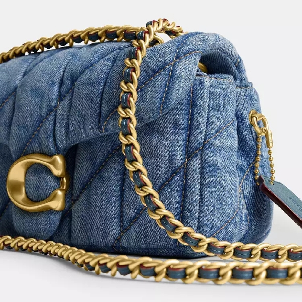 NWT! Popular Coach Denim Quilted Chain Shoulder Bag, The Tabby 20